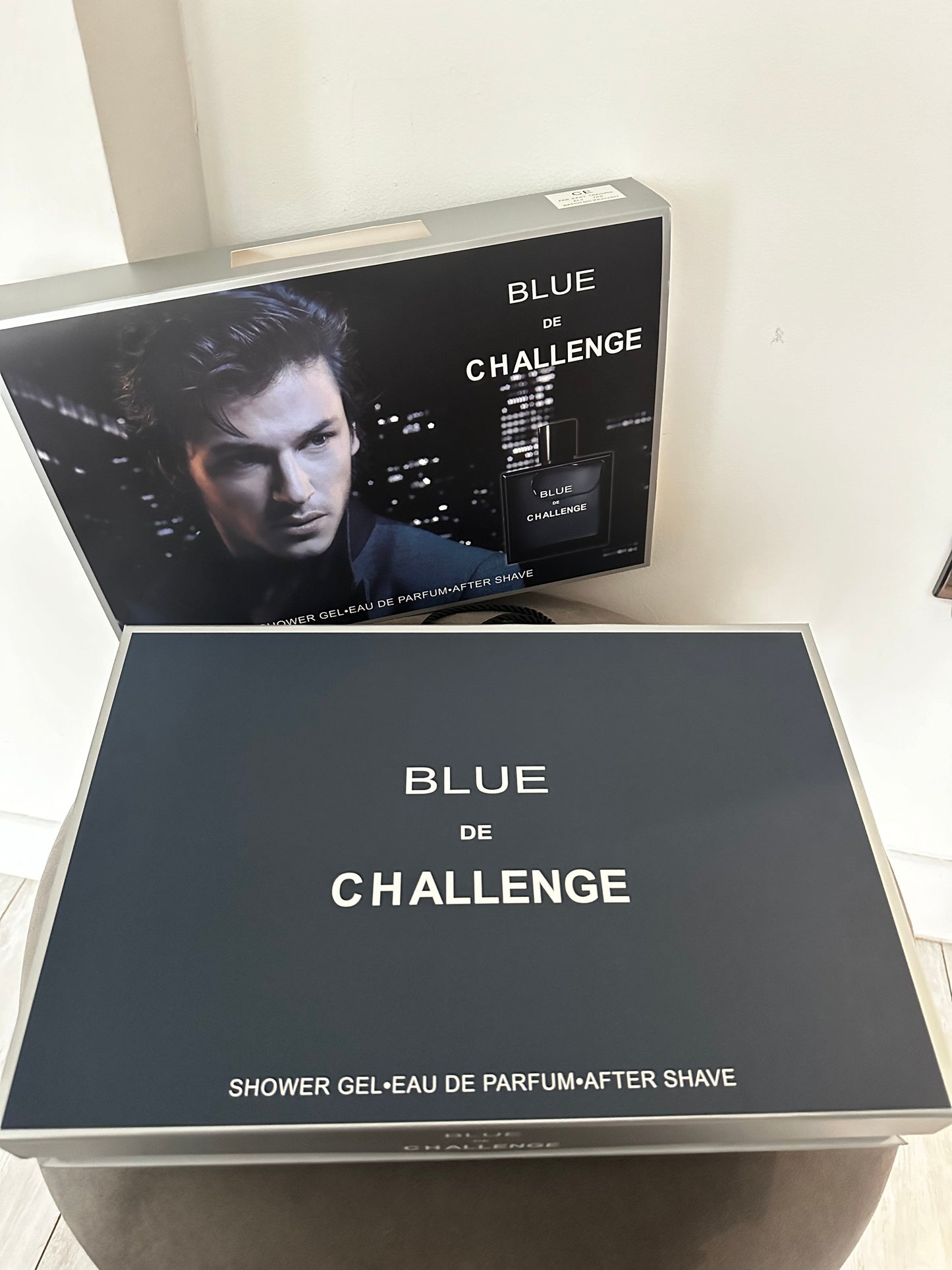 BLUE DE CHALLENGE perfume set, 3X Perfume, Shower Gel, Body Lotion.