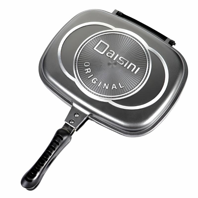 Double-sided Frying Pan, 32cm Grill Pan, Double Side Pressure Cooking Grill Pan, Portable Grill Pot, Anti‑Burn Handle.